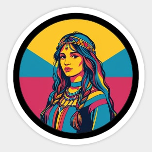 Hippie Girl with Braids and Boho Headband Sticker